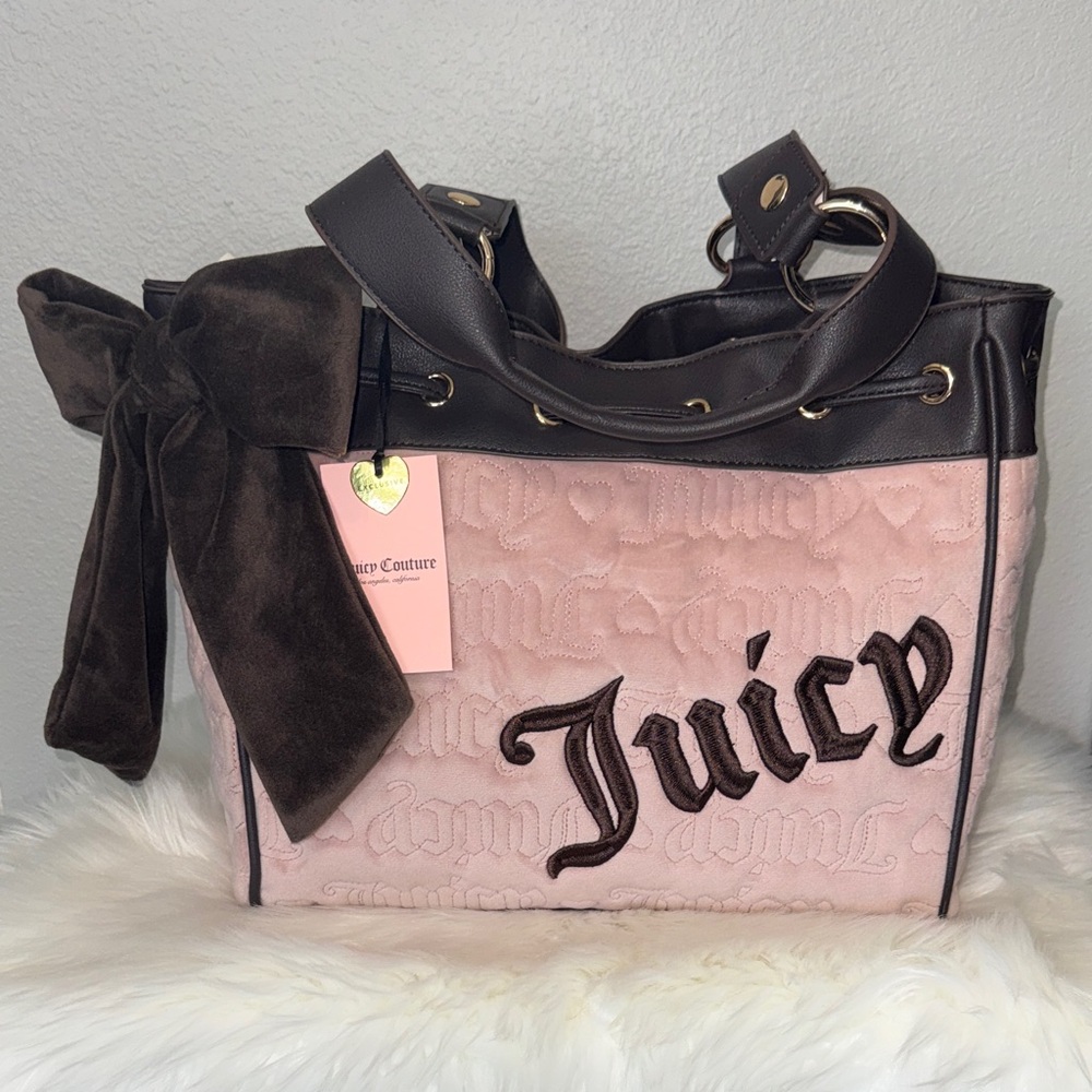 Juicy Couture day dreamer tote with pink & brown